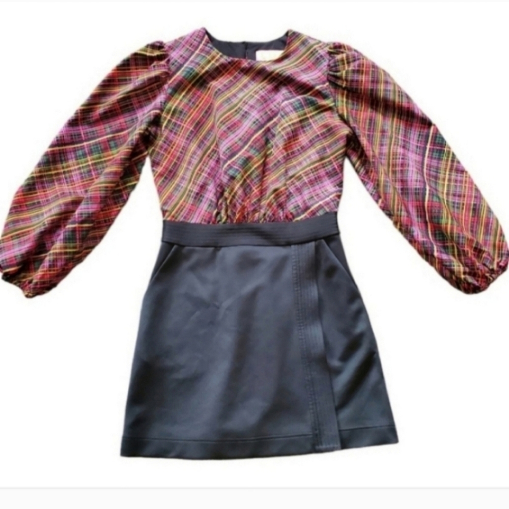 NEW LDT Orange Ivonne Pink Plaid Purple Green Mini Dress - Picture 9 of 11